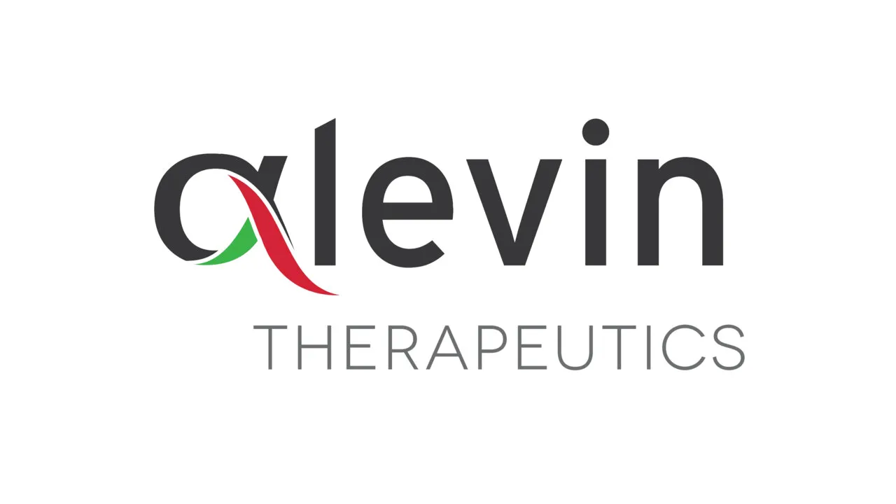 The word alevin with its a drawn as an alpha, with red and green swooshes inside it