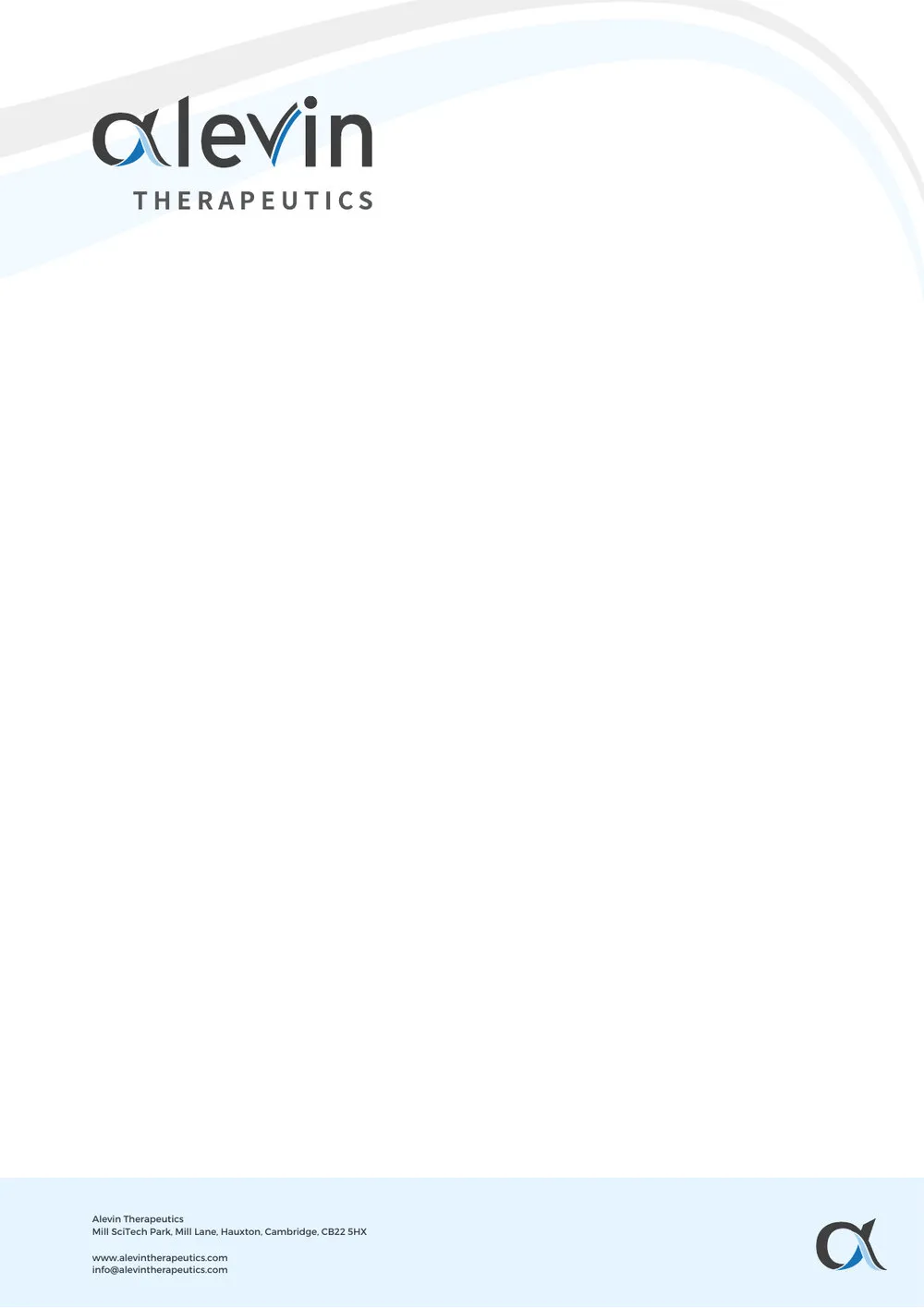 The A4 letterhead: the logo at the top left and a pale alpha at the foot