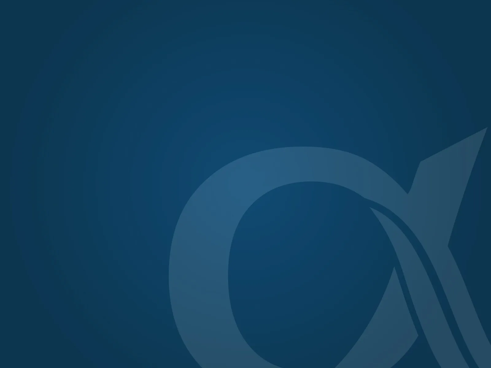 The alpha from Alevin’s logo, large and pale on the brand’s navy