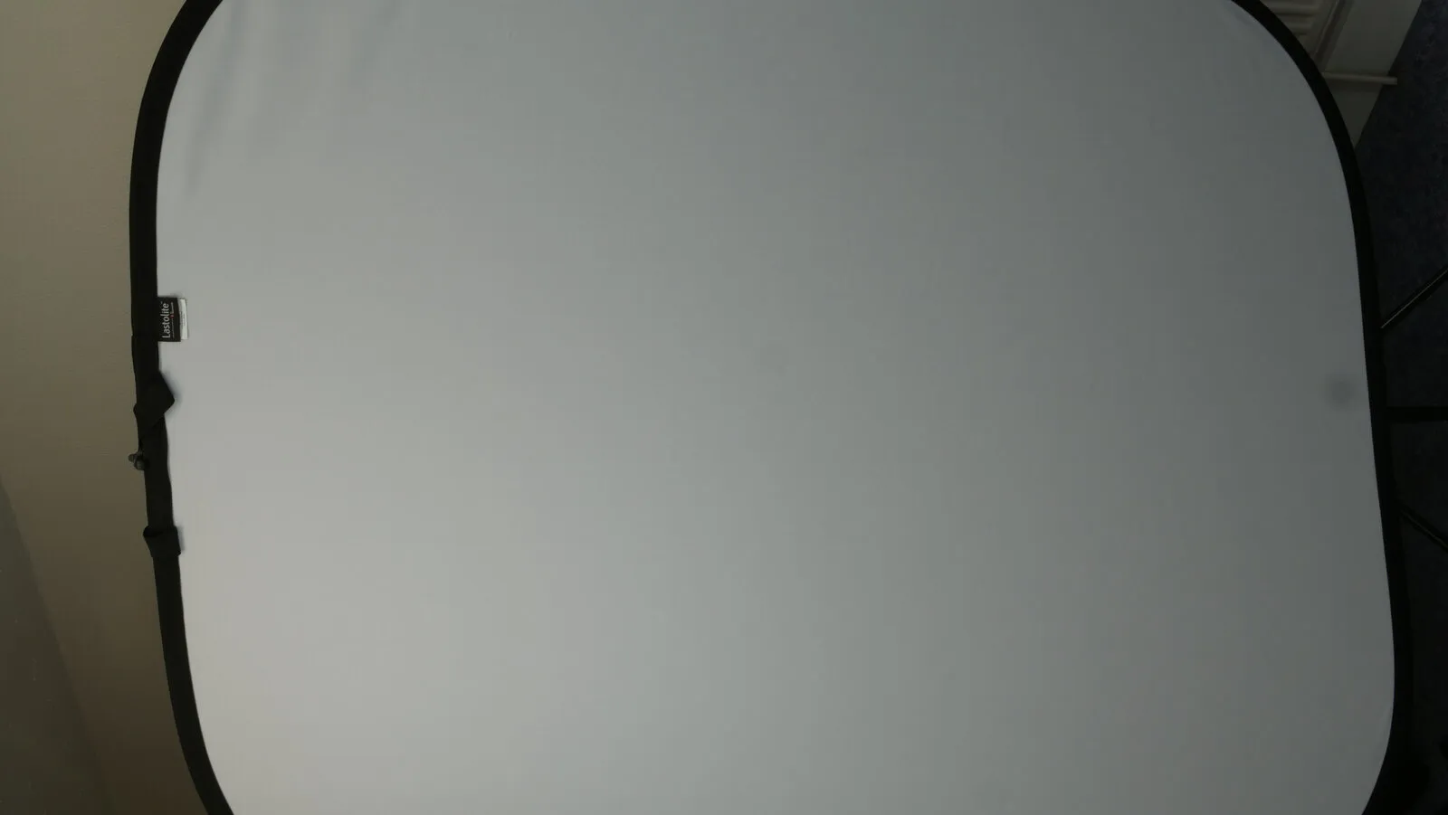 The pop-up grey backdrop, the first frame of the shoot