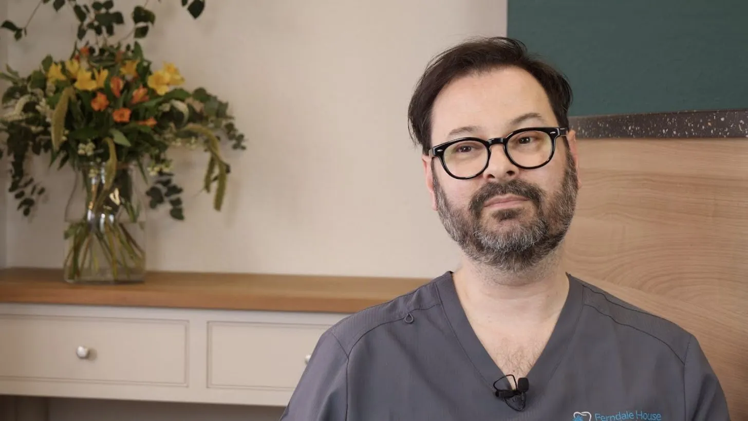 A dentist at Ferndale House Dental Practice, interviewed in the practice