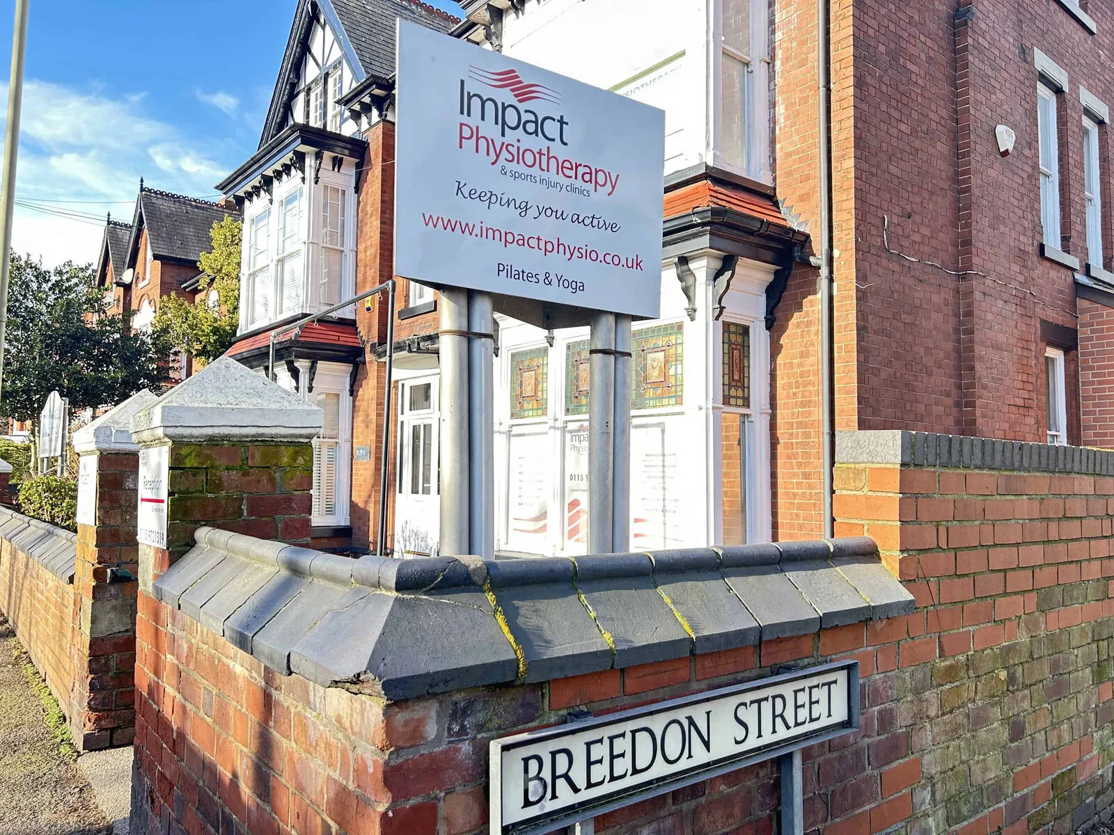 The Impact Physiotherapy clinic on Breedon Street, with its sign, from their website