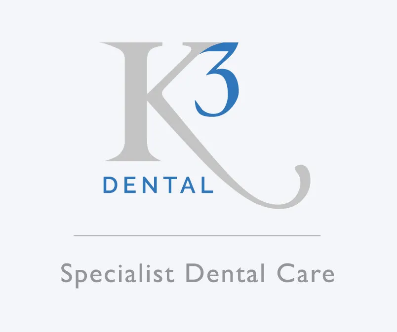 The square lock-up: the K3 Dental mark above a grey rule and “Specialist Dental Care”