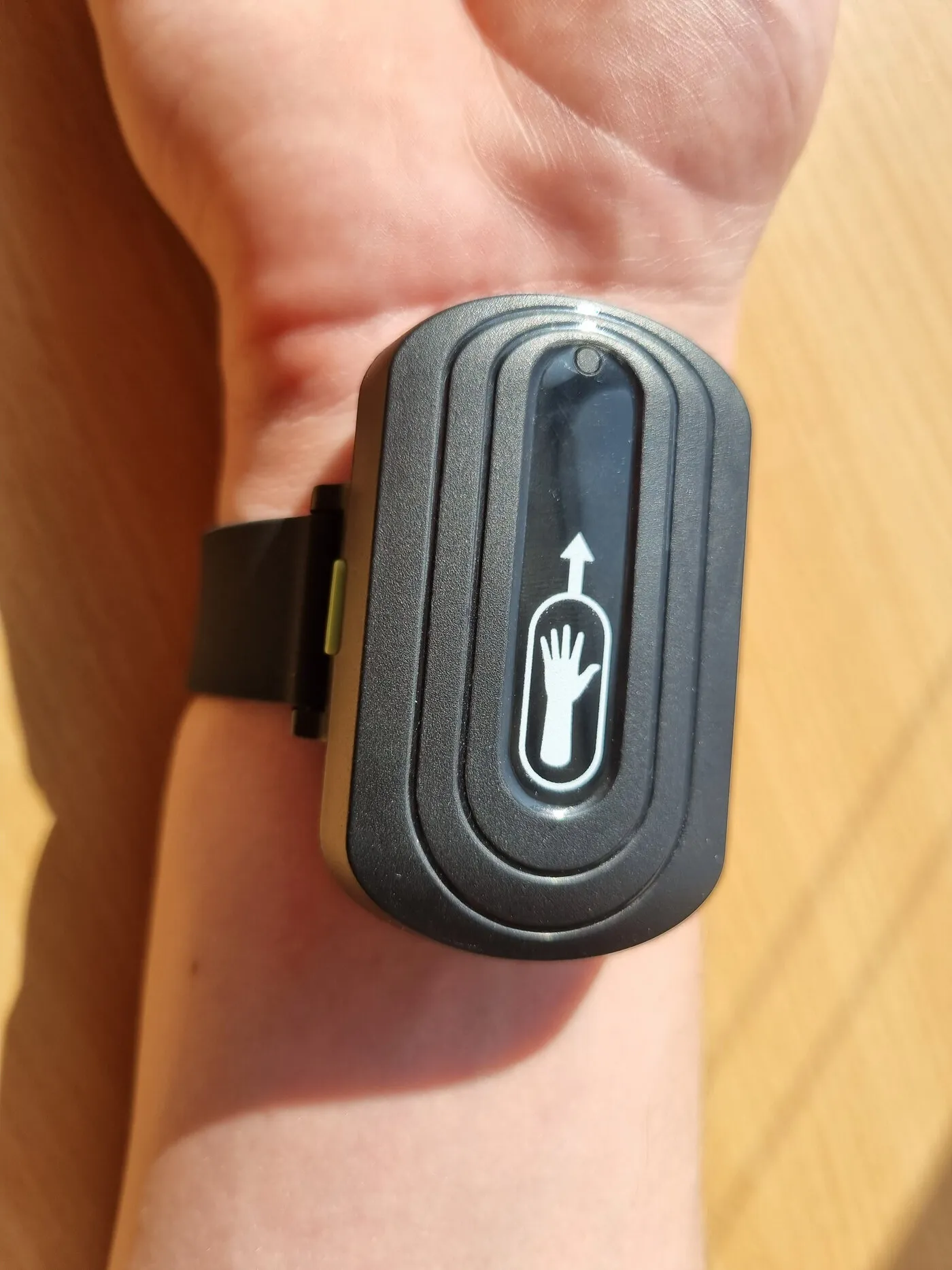 The trial prototype worn on the wrist