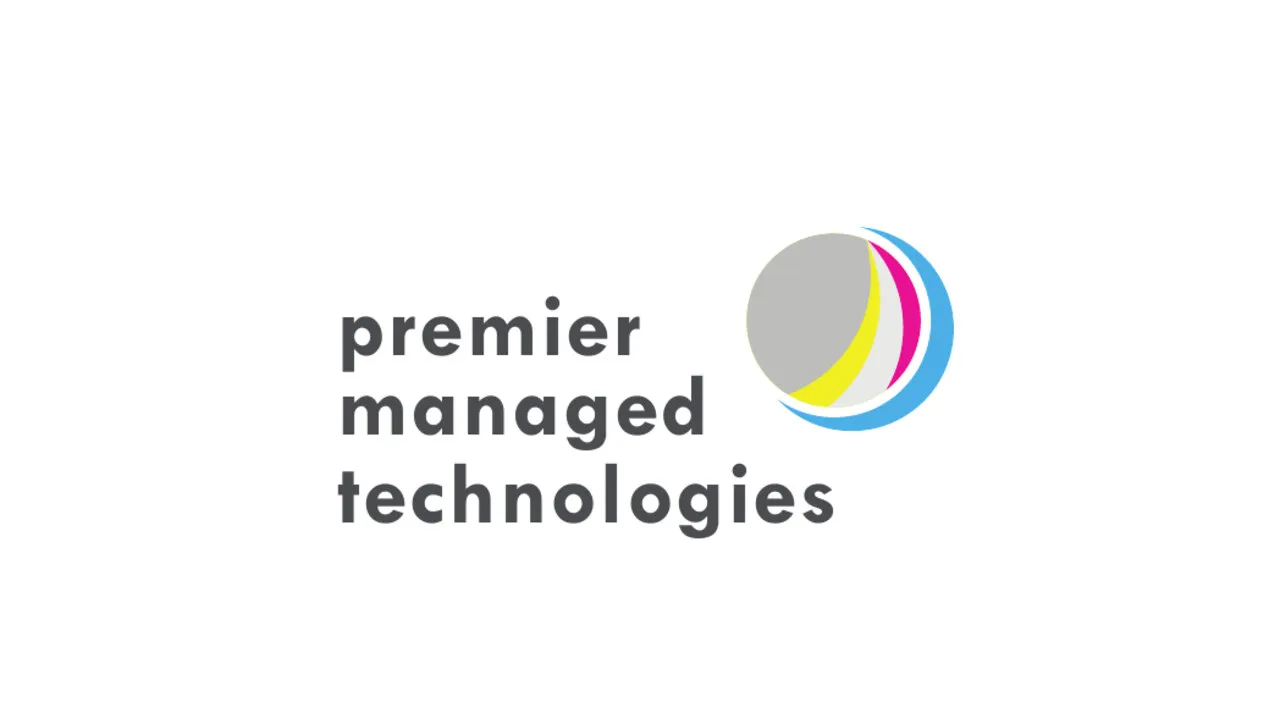 The name in lower case, premier managed technologies, beside the round mark