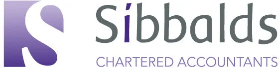 The old Sibbalds logo: a purple square with a white S, and “Sibbalds Chartered Accountants” in grey and purple