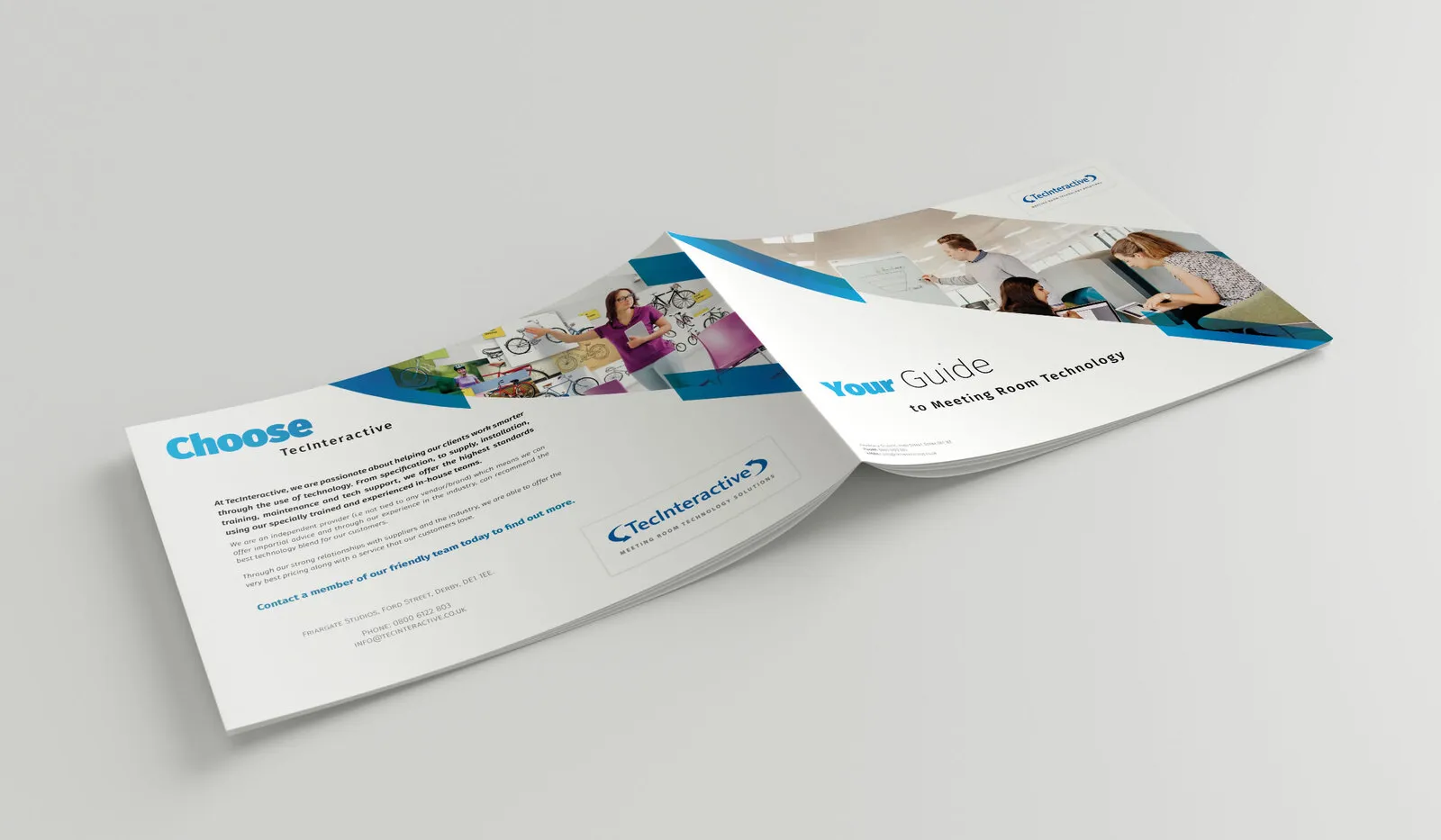 “Your Guide to Meeting Room Technology” printed and folded, front and back