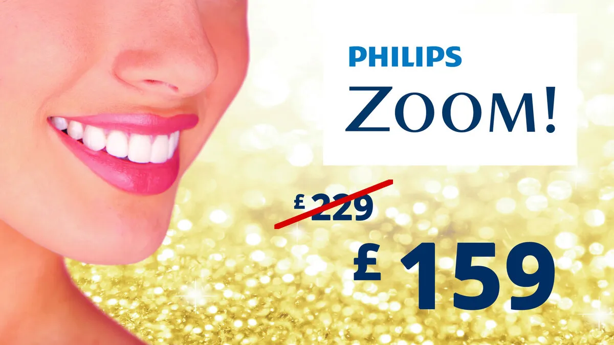 The Whitening Wednesday advert, 2016: a smile beside “Philips ZOOM!”, £229 crossed out and £159