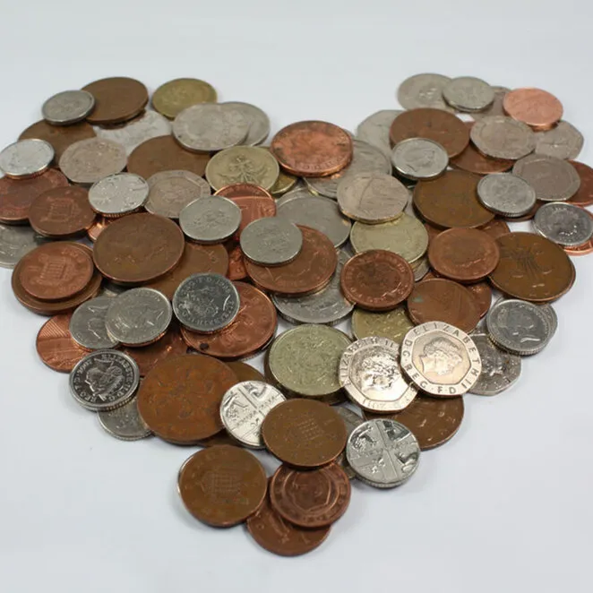 A heart made of coins